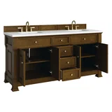 Brookfield 72" Double Vanity, Honey Oak,  w/ 3 CM White Zeus Silestone Top