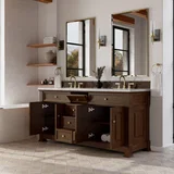Brookfield 72" Double Vanity, Honey Oak w/ 3 CM Eternal Jasmine Pearl Silestone Top w/ FreePower Wireless Charger