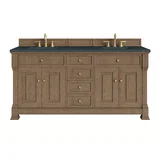 Brookfield 72" Double Vanity, Pecan, w/ 3 CM Charcoal Soapstone Silestone Top