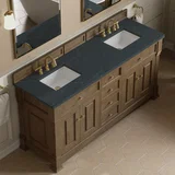 Brookfield 72" Double Vanity, Pecan, w/ 3 CM Charcoal Soapstone Silestone Top