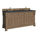 Brookfield 72" Double Vanity, Pecan, w/ 3 CM Charcoal Soapstone Silestone Top