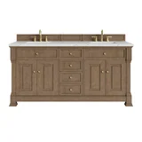 Brookfield 72" Double Vanity, Pecan w/ 3 CM Ethereal Noctis Silestone Top