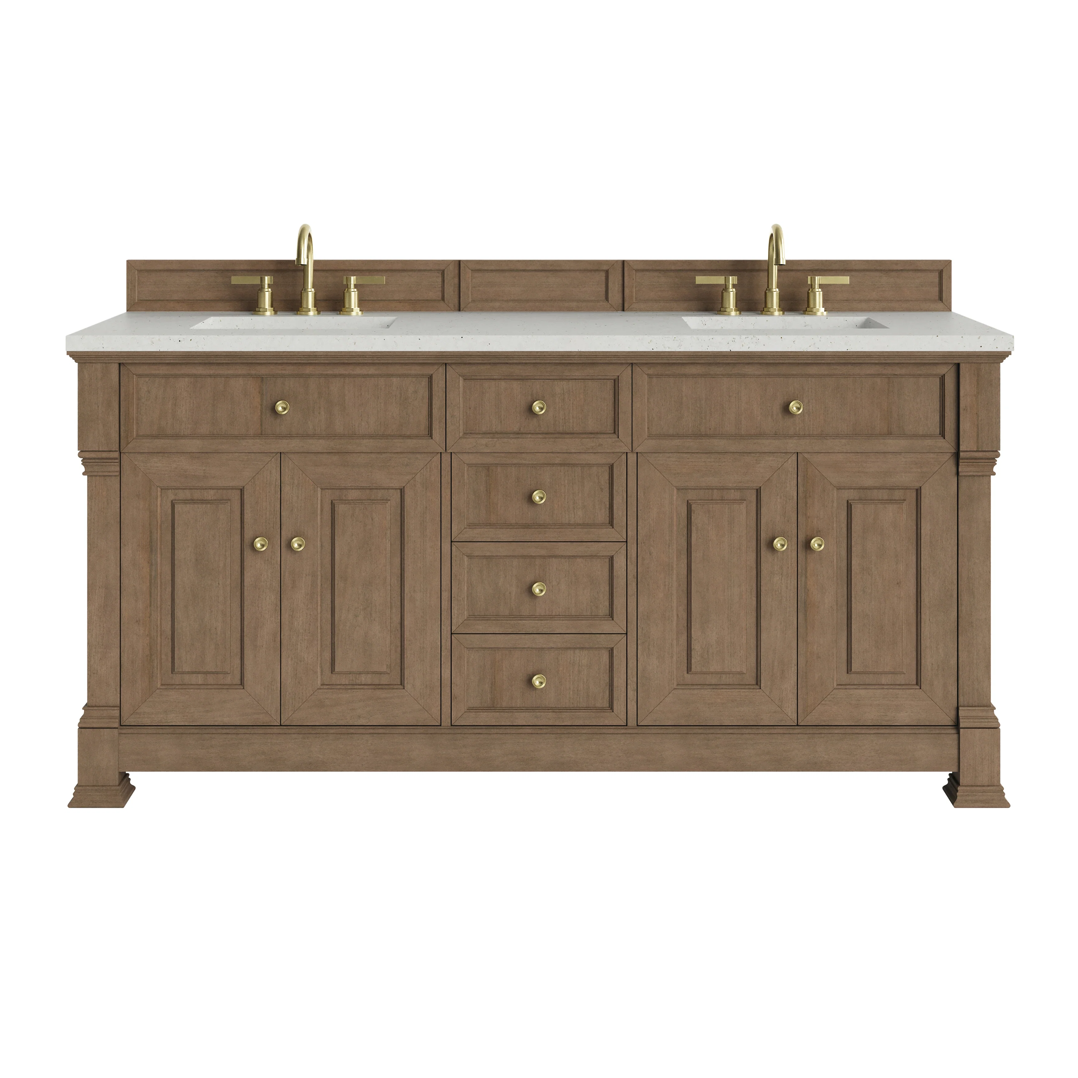 Brookfield 72" Double Vanity, Pecan w/ 3 CM Lime Delight Silestone Top