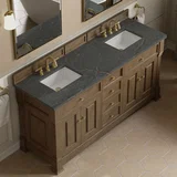 Brookfield 72" Double Vanity, Pecan w/ 3 CM Parisien Bleu Silestone Top