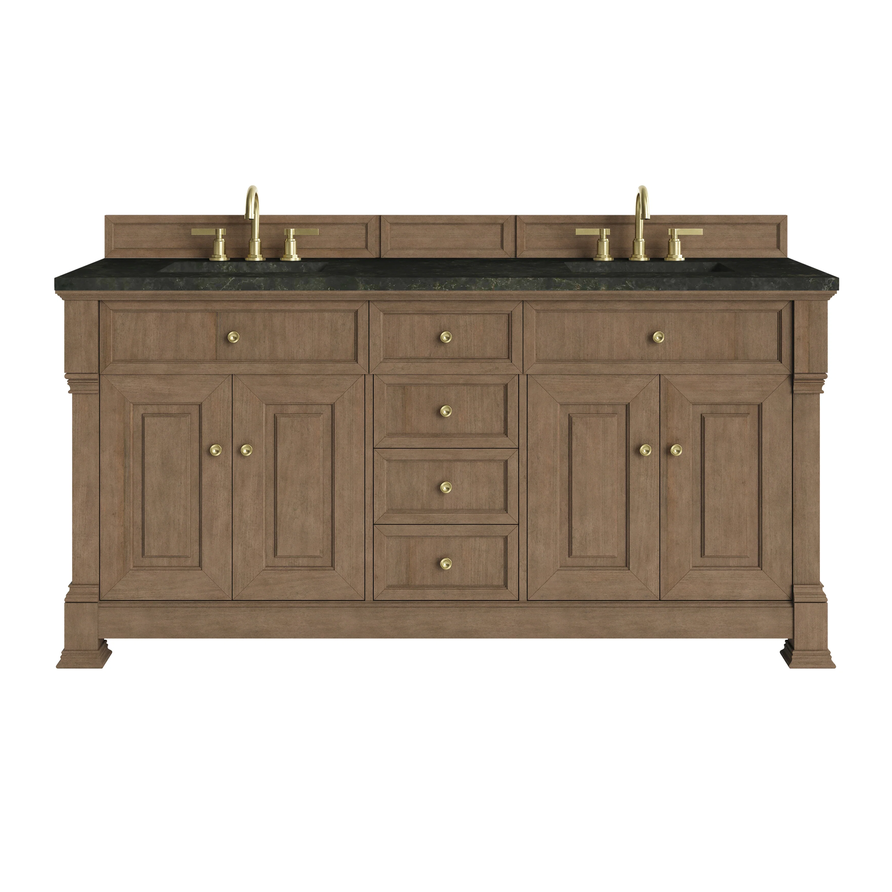 Brookfield 72" Double Vanity, Pecan, w/ 3 CM Phantome Eclos Top