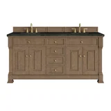 Brookfield 72" Double Vanity, Pecan, w/ 3 CM Phantome Eclos Top
