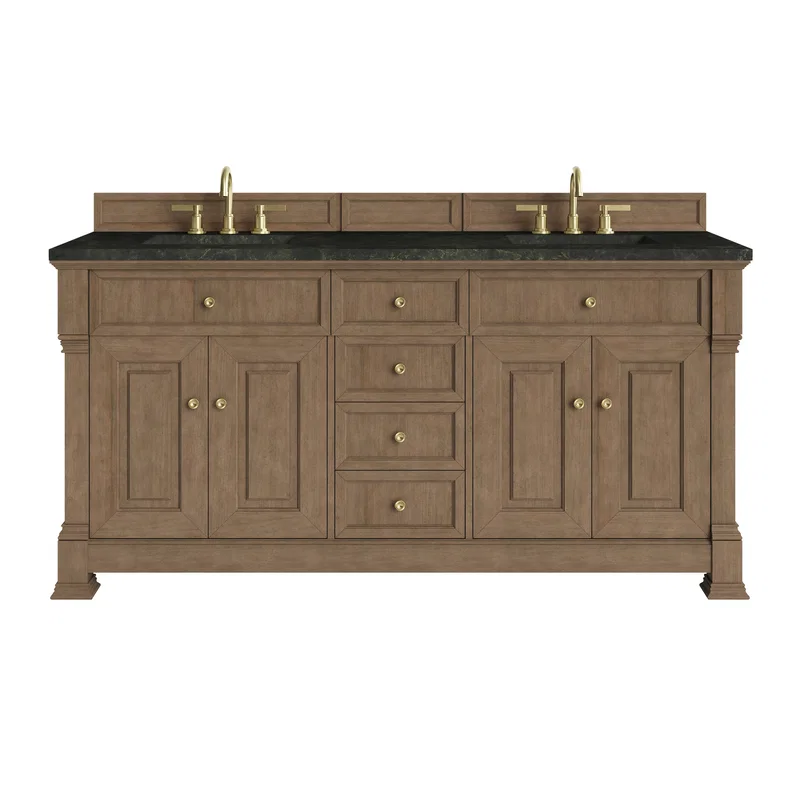 Brookfield 72" Double Vanity, Pecan, w/ 3 CM Phantome Eclos Top
