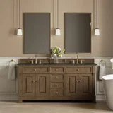 Brookfield 72" Double Vanity, Pecan, w/ 3 CM Phantome Eclos Top