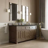 Brookfield 72" Double Vanity, Pecan, w/ 3 CM Phantome Eclos Top