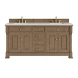 Brookfield 72" Double Vanity, Pecan, w/ 3 CM Siberian Silestone Top