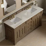 Brookfield 72" Double Vanity, Pecan, w/ 3 CM Siberian Silestone Top