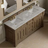 Brookfield 72" Double Vanity, Pecan w/ 3 CM Victorian Silver  Silestone Top