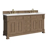 Brookfield 72" Double Vanity, Pecan w/ 3 CM White Zeus Silestone Top
