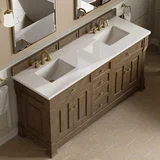 Brookfield 72" Double Vanity, Pecan w/ 3 CM White Zeus Silestone Top