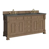 Brookfield 72" Double Vanity, Pecan w/ 3 CM Parisien Bleu Silestone Top w/ FreePower Wireless Charger