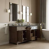 Brookfield 72" Double Vanity, Pecan w/ 3 CM Parisien Bleu Silestone Top w/ FreePower Wireless Charger