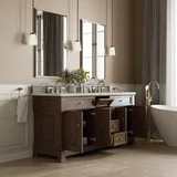 Brookfield 72" Double Vanity, Pecan, w/ 3 CM Siberian Silestone Top w/FreePower Wireless Charger