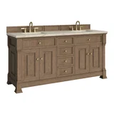 Brookfield 72" Double Vanity, Pecan, w/ 3 CM Tajnar Eclos Top w/FreePower Wireless Charger