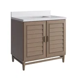 Portland 36" Single Vanity Whitewashed Walnut w/ Single Hole 3 CM White Zeus Silestone Top & Backsplash