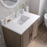 Portland 36" Single Vanity Whitewashed Walnut w/ Single Hole 3 CM White Zeus Silestone Top & Backsplash