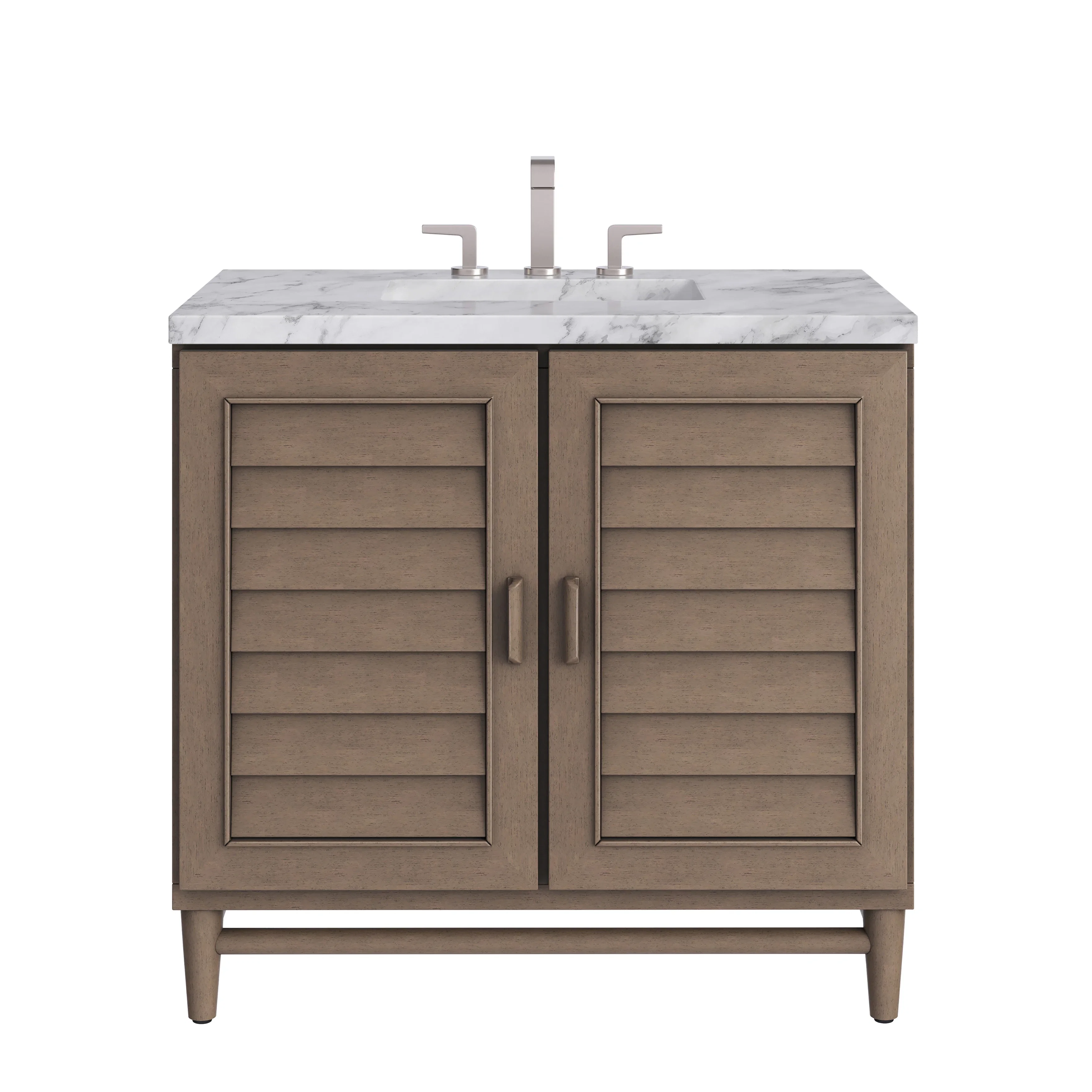 Portland 36" Single Vanity Whitewashed Walnut w/ 3 CM Carrara Marble Top