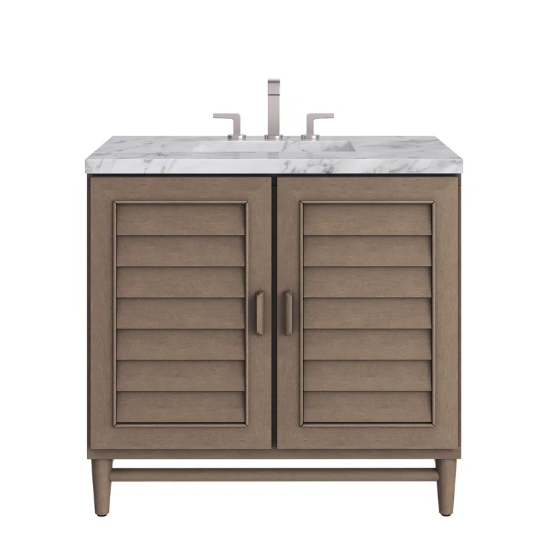 Portland 36" Single Vanity Whitewashed Walnut w/ 3 CM Carrara Marble Top