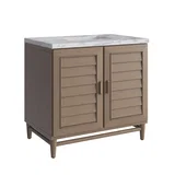 Portland 36" Single Vanity Whitewashed Walnut w/ 3 CM Carrara Marble Top