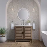 Portland 36" Single Vanity Whitewashed Walnut w/ 3 CM Carrara Marble Top