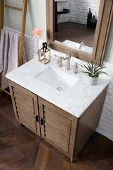 Portland 36" Single Vanity Whitewashed Walnut w/ 3 CM Carrara Marble Top