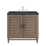 Portland 36" Single Vanity Whitewashed Walnut w/ 3 CM Charcoal Soapstone Silestone Top