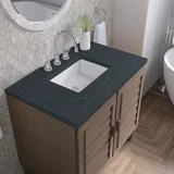 Portland 36" Single Vanity Whitewashed Walnut w/ 3 CM Charcoal Soapstone Silestone Top