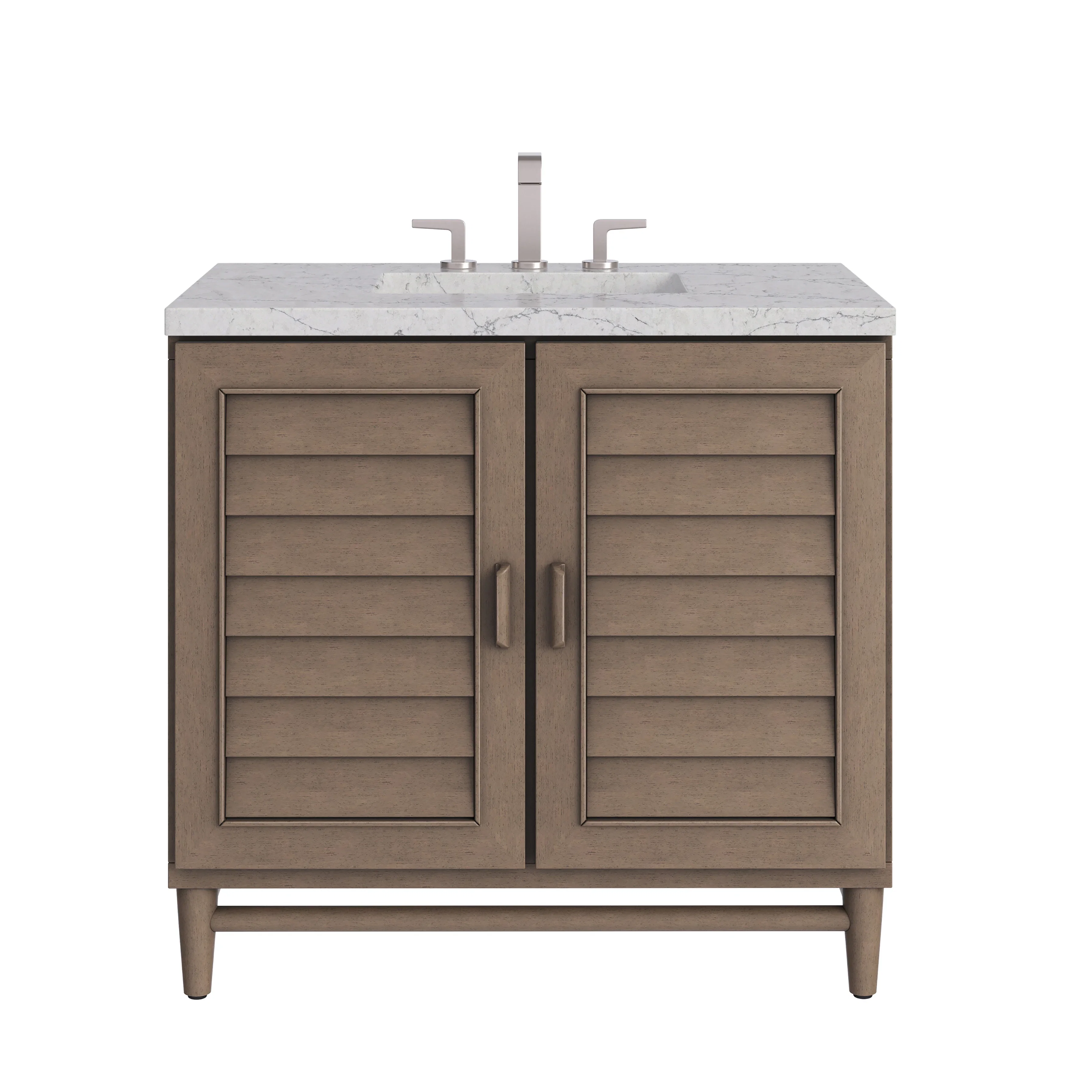 Portland 36" Single Vanity Whitewashed Walnut w/ 3 CM Eternal Jasmine Pearl Silestone Top