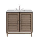 Portland 36" Single Vanity Whitewashed Walnut w/ 3 CM Eternal Jasmine Pearl Silestone Top