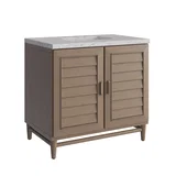 Portland 36" Single Vanity Whitewashed Walnut w/ 3 CM Eternal Jasmine Pearl Silestone Top