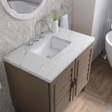 Portland 36" Single Vanity Whitewashed Walnut w/ 3 CM Ethereal Noctis Silestone Top