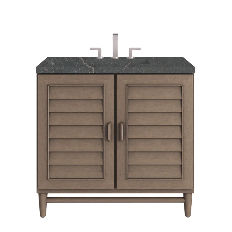 Portland 36" Single Vanity Whitewashed Walnut w/ 3 CM Parisien Bleu Silestone Top