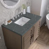 Portland 36" Single Vanity Whitewashed Walnut w/ 3 CM Parisien Bleu Silestone Top