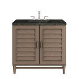 Portland 36" Single Vanity, Whitewashed Walnut, w/ 3 CM Phantome Eclos Top