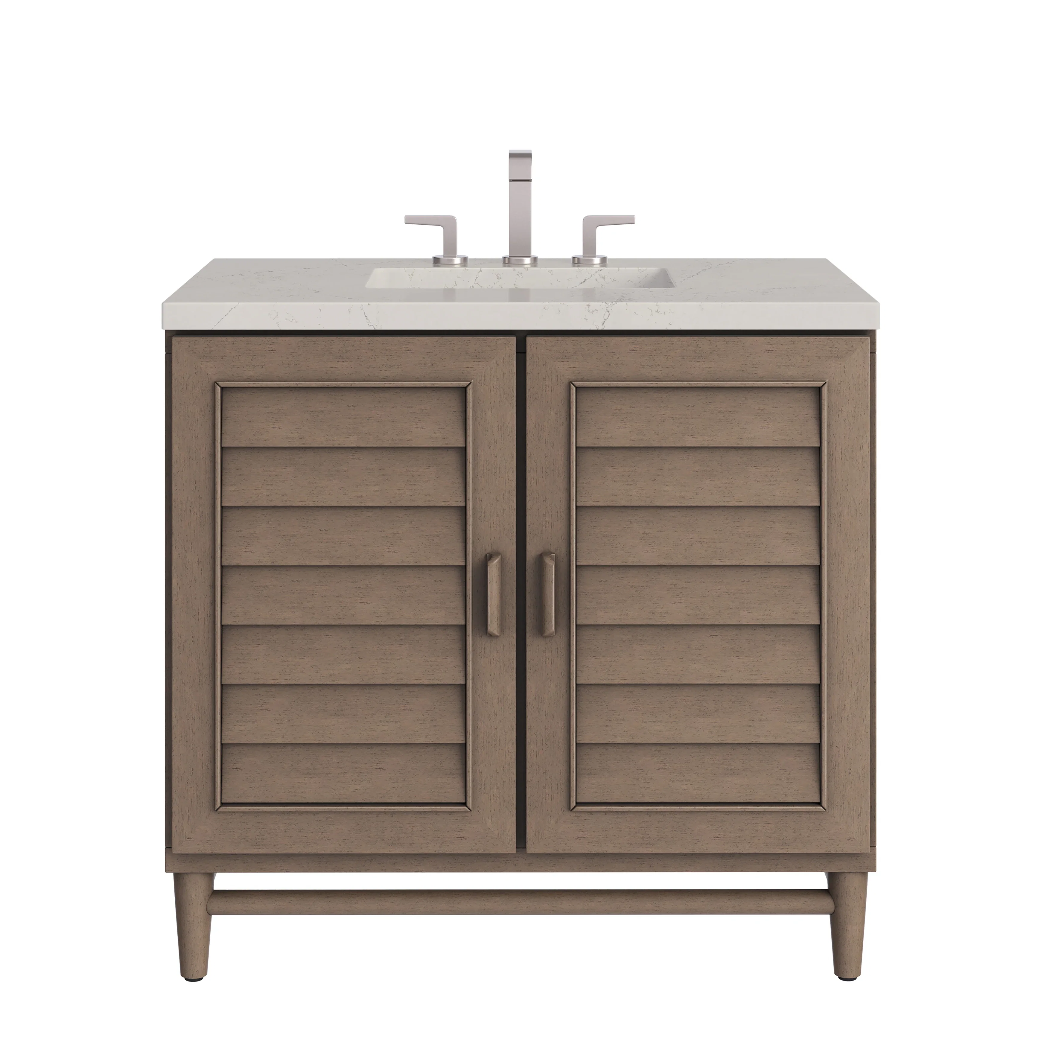 Portland 36" Single Vanity, Whitewashed Walnut, w/ 3 CM Siberian Silestone Top
