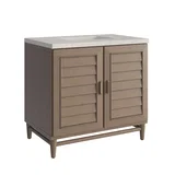 Portland 36" Single Vanity, Whitewashed Walnut, w/ 3 CM Siberian Silestone Top