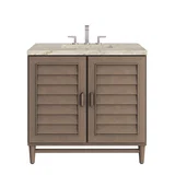 Portland 36" Single Vanity, Whitewashed Walnut, w/ 3 CM Tajnar Eclos Top
