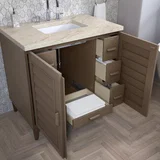 Portland 36" Single Vanity, Whitewashed Walnut, w/ 3 CM Tajnar Eclos Top