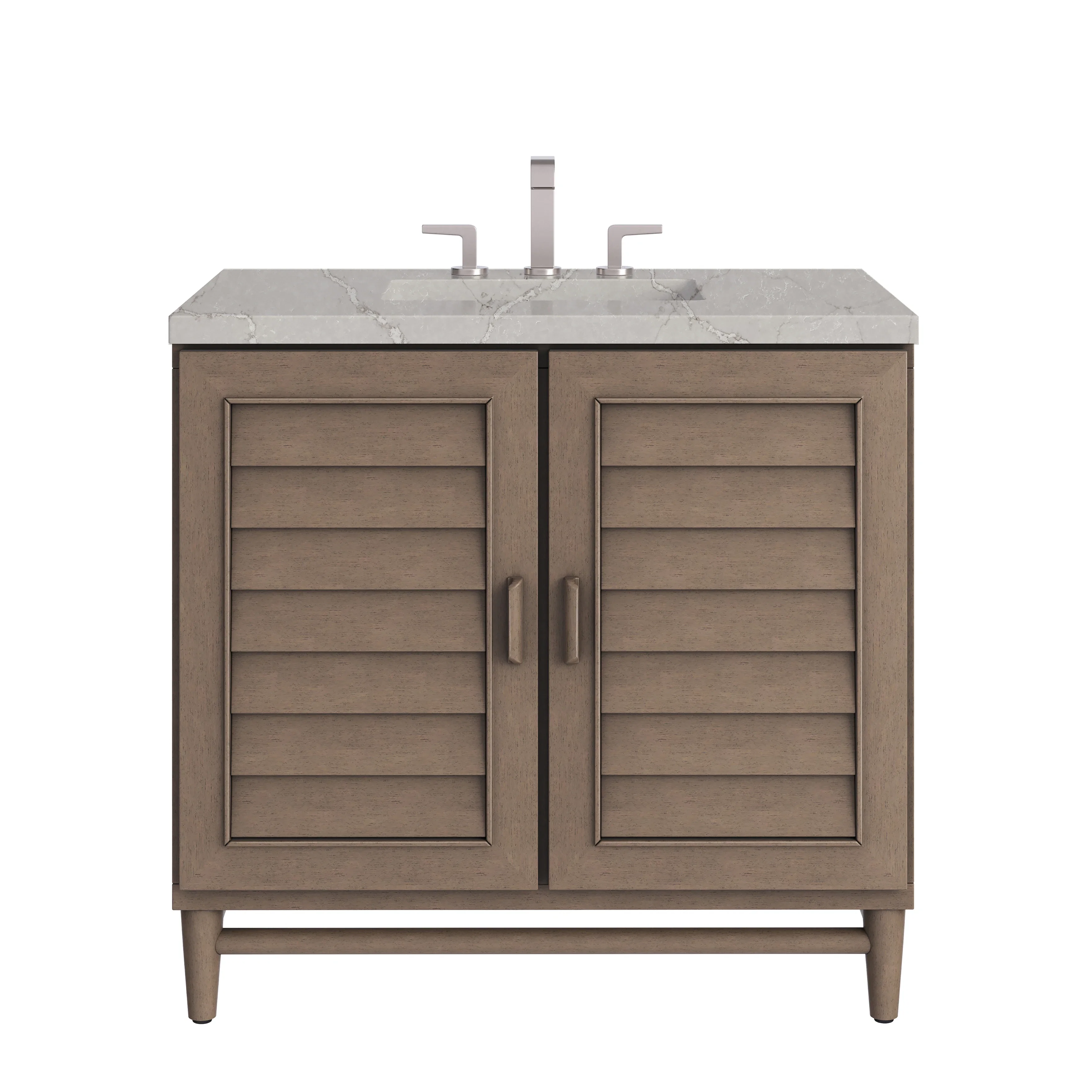 Portland 36" Single Vanity Whitewashed Walnut w/ 3 CM Victorian Silver Silestone Top