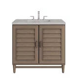 Portland 36" Single Vanity Whitewashed Walnut w/ 3 CM Victorian Silver Silestone Top
