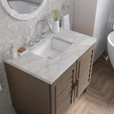 Portland 36" Single Vanity Whitewashed Walnut w/ 3 CM Victorian Silver Silestone Top