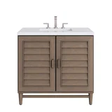 Portland 36" Single Vanity Whitewashed Walnut w/ 3 CM White Zeus Silestone Top