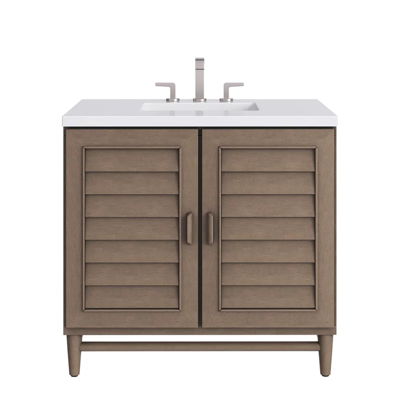 Portland 36" Single Vanity Whitewashed Walnut w/ 3 CM White Zeus Silestone Top