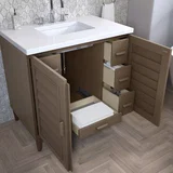 Portland 36" Single Vanity Whitewashed Walnut w/ 3 CM White Zeus Silestone Top