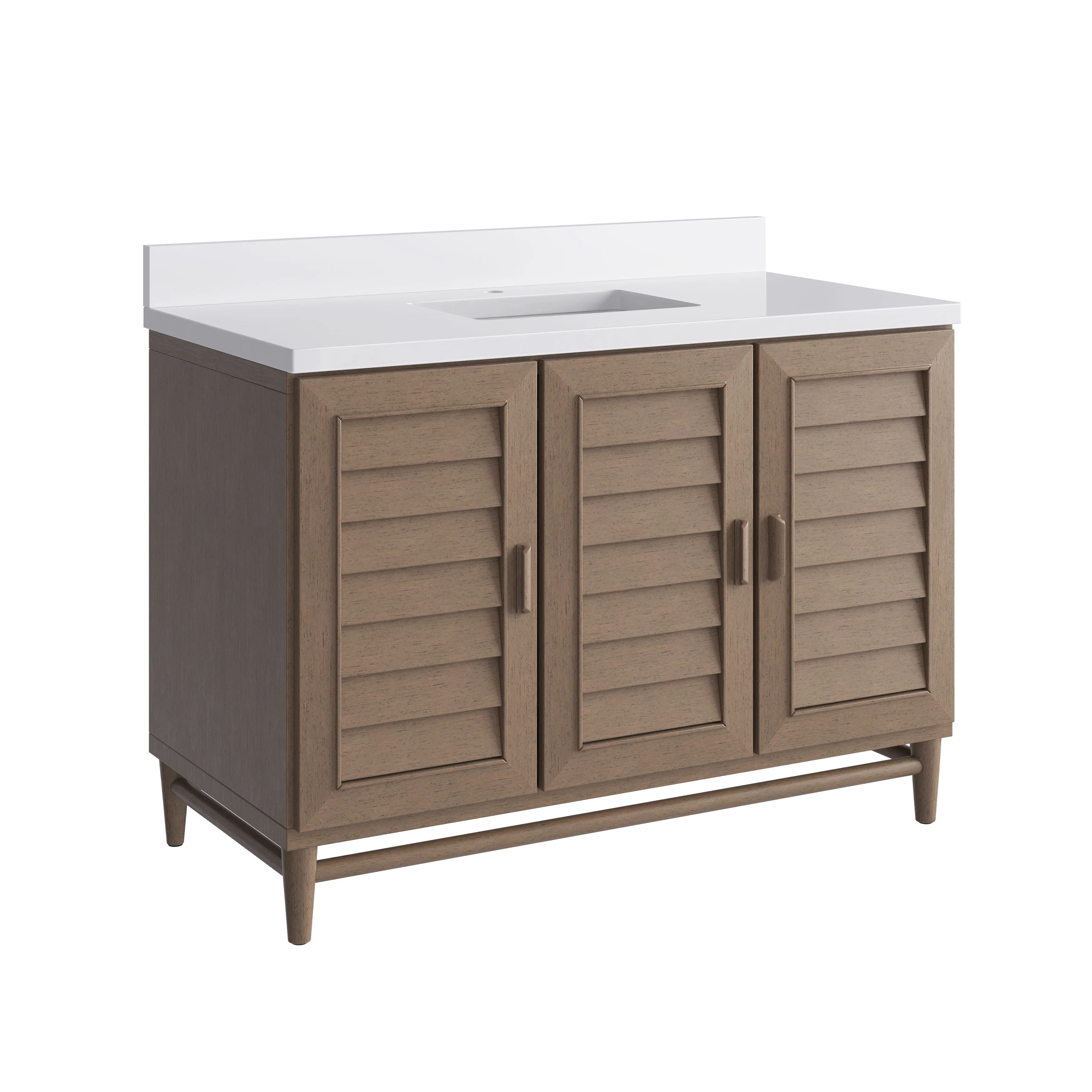 Portland 48" Single Vanity Whitewashed Walnut w/ Single Hole 3 CM White Zeus Silestone Top & Backsplash