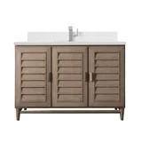 Portland 48" Single Vanity Whitewashed Walnut w/ Single Hole 3 CM White Zeus Silestone Top & Backsplash
